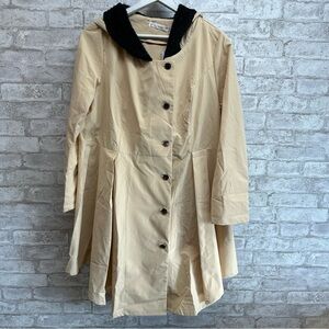 ROSEGAL‎ trench coat women’s 14 Sherpa cotton lined hood silver buttons NWT